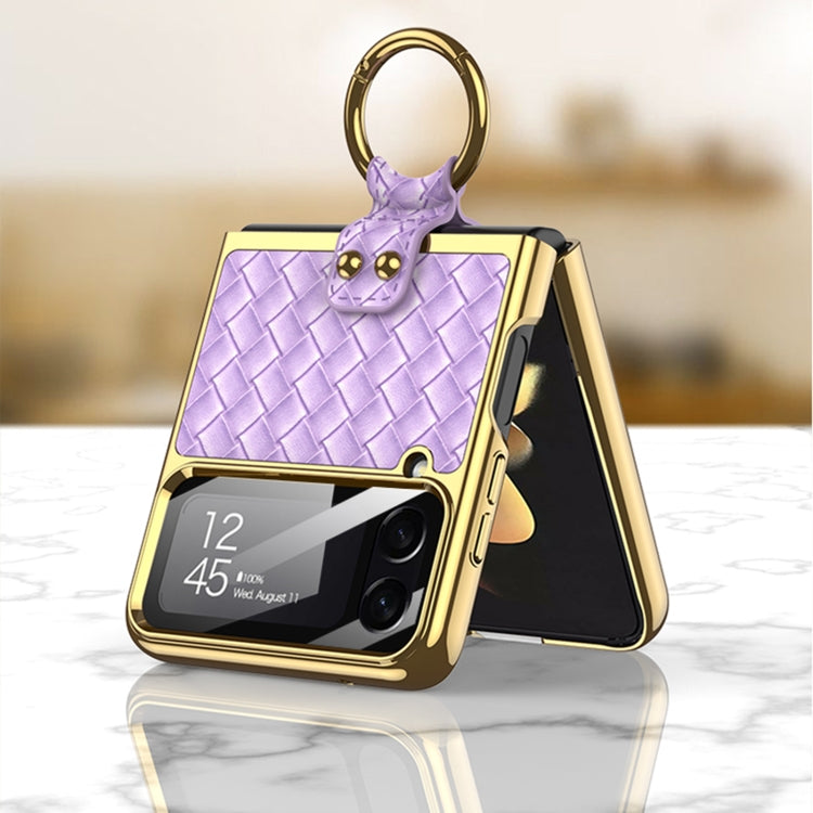 For Samsung Galaxy Z Flip4 GKK Weave Texture Electroplating Protective Phone Case
