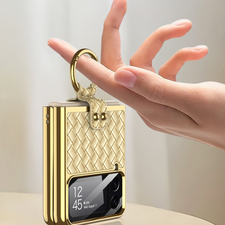 For Samsung Galaxy Z Flip4 GKK Weave Texture Electroplating Protective Phone Case