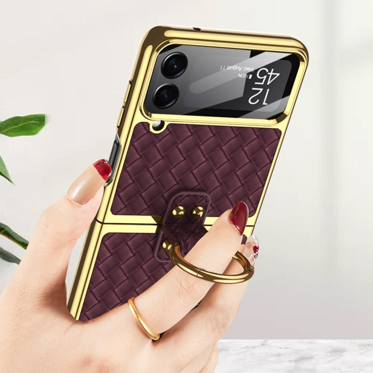 For Samsung Galaxy Z Flip4 GKK Weave Texture Electroplating Protective Phone Case