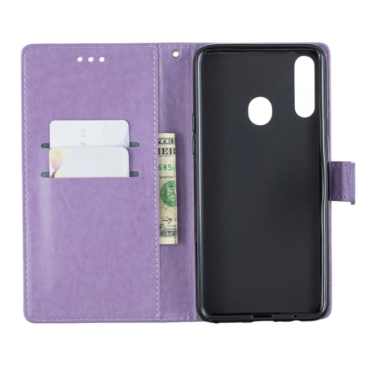 For Galaxy A20S Diamond Encrusted Butterflies Love Flowers Pattern Horizontal Flip Leather Case with Holder & Card Slots & Wallet & Lanyard