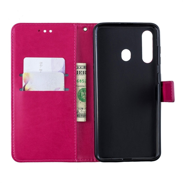 For Galaxy A60 Diamond Encrusted Butterflies Love Flowers Pattern Horizontal Flip Leather Case with Holder & Card Slots & Wallet & Lanyard