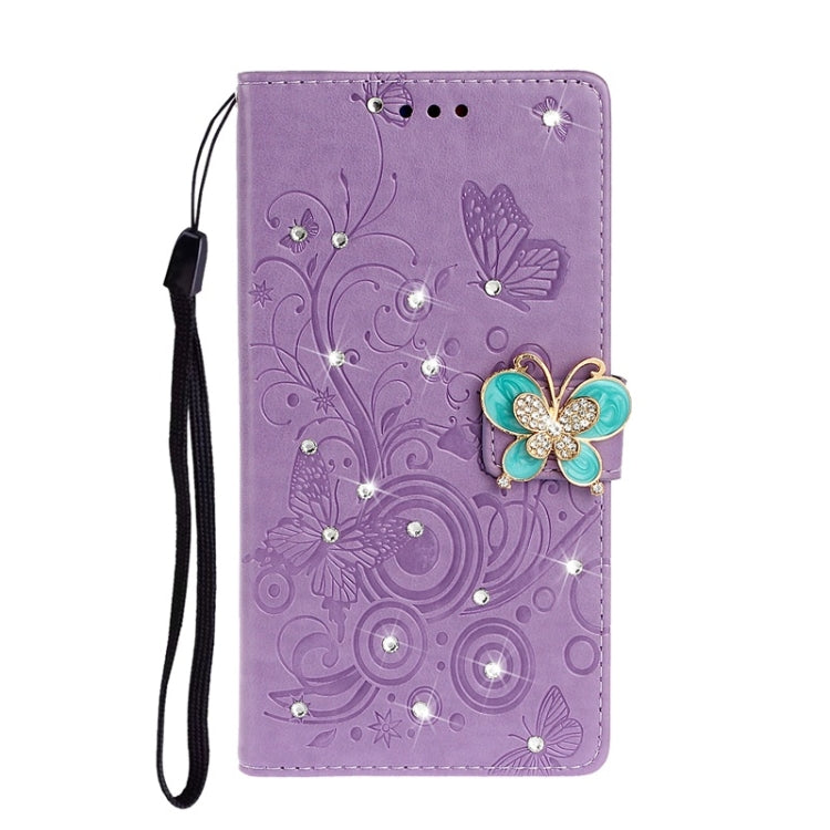 For Galaxy A71 Diamond Encrusted Butterflies Love Flowers Pattern Horizontal Flip Leather Case with Holder & Card Slots & Wallet & Lanyard