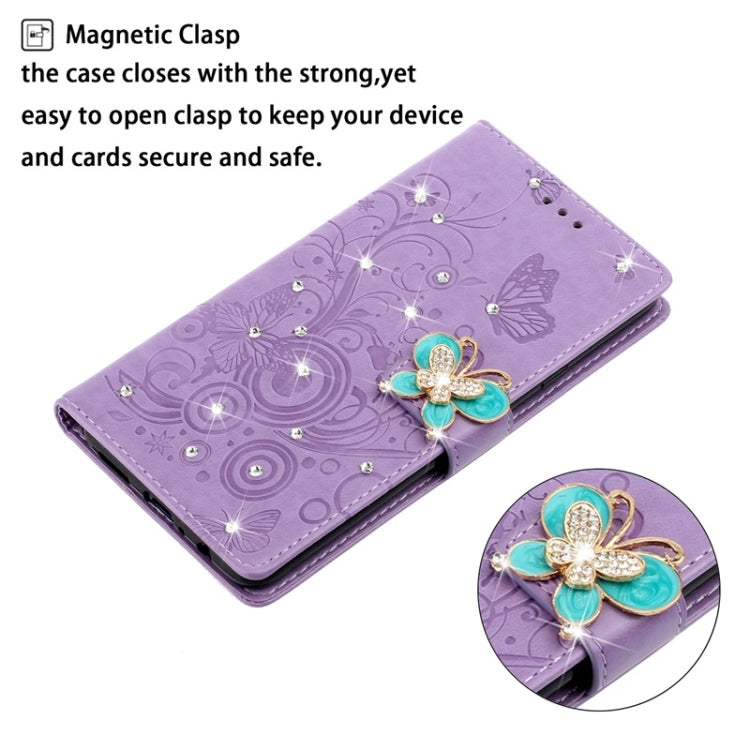 For Galaxy A71 Diamond Encrusted Butterflies Love Flowers Pattern Horizontal Flip Leather Case with Holder & Card Slots & Wallet & Lanyard