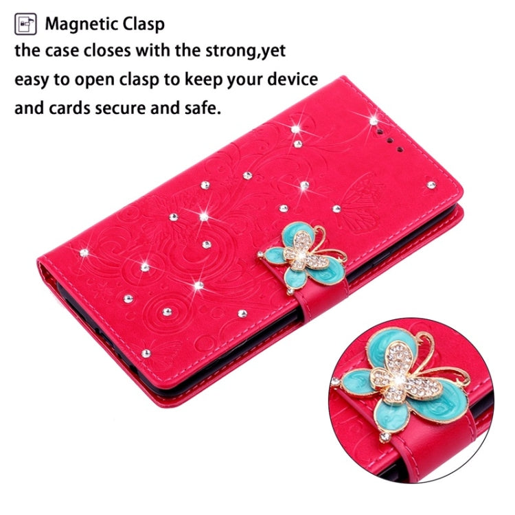 For Galaxy A71 Diamond Encrusted Butterflies Love Flowers Pattern Horizontal Flip Leather Case with Holder & Card Slots & Wallet & Lanyard