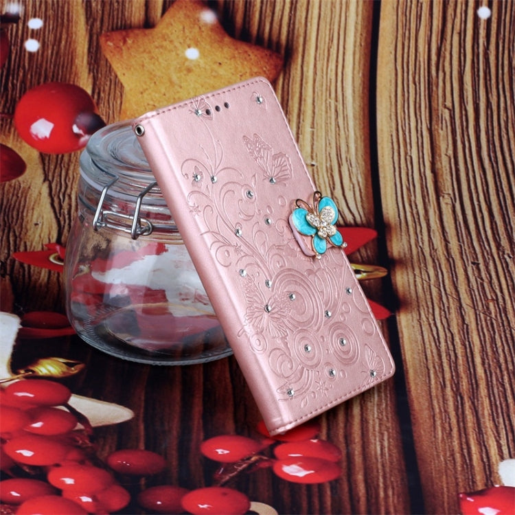 For Galaxy A71 Diamond Encrusted Butterflies Love Flowers Pattern Horizontal Flip Leather Case with Holder & Card Slots & Wallet & Lanyard