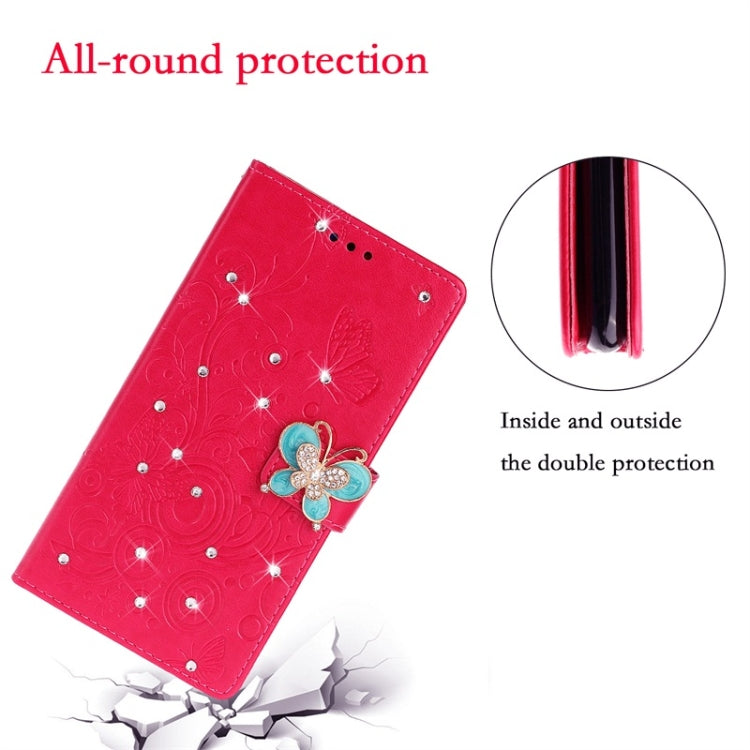 For Galaxy S20 Plus Diamond Encrusted Butterflies Love Flowers Pattern Horizontal Flip Leather Case with Holder & Card Slots & Wallet & Lanyard