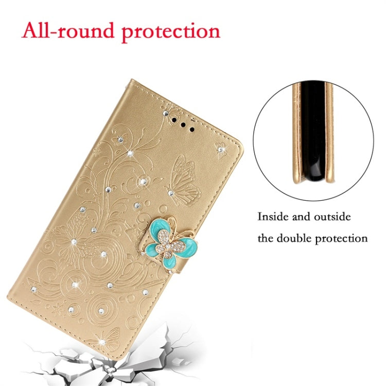 For Galaxy S20 Ultra Diamond Encrusted Butterflies Love Flowers Pattern Horizontal Flip Leather Case with Holder & Card Slots & Wallet & Lanyard