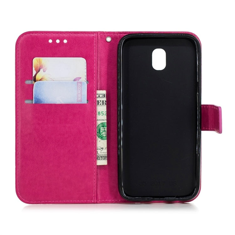 For Galaxy J730 Diamond Encrusted Butterflies Love Flowers Pattern Horizontal Flip Leather Case with Holder & Card Slots & Wallet & Lanyard