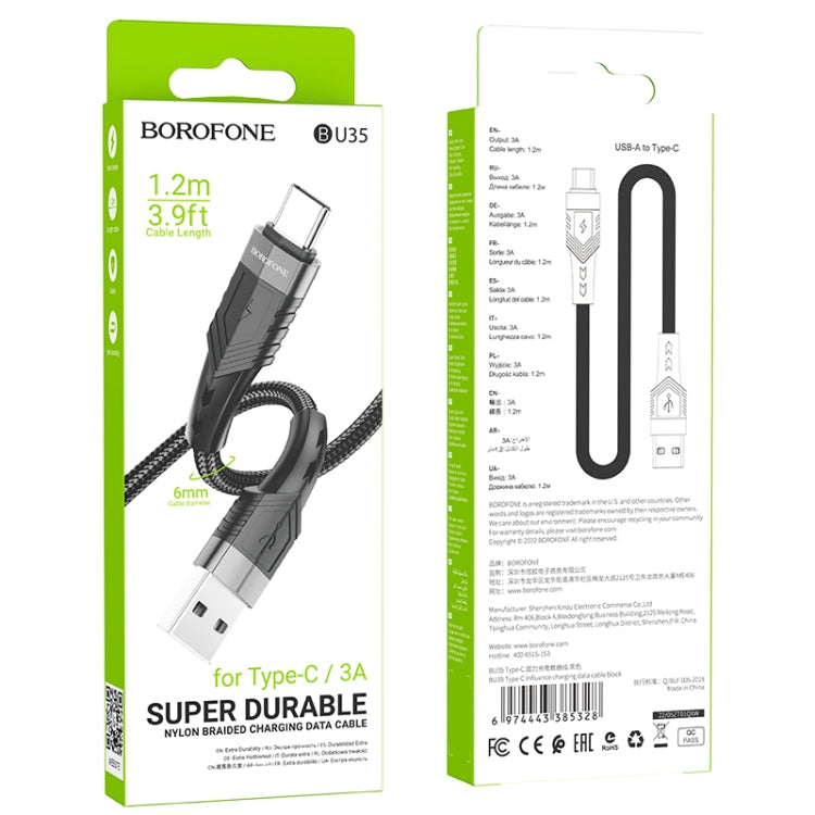 Borofone BU35 USB to Type-C Influence Charging Data Cable, Length:1.2m