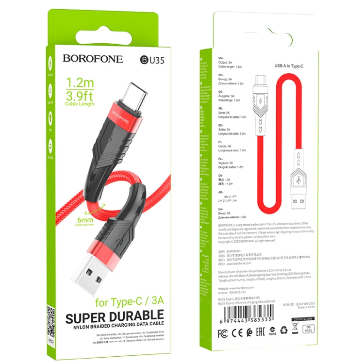 Borofone BU35 USB to Type-C Influence Charging Data Cable, Length:1.2m
