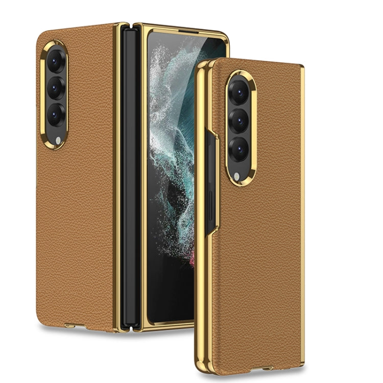 For Samsung Galaxy Z Fold4 GKK Electroplating Leather Surface Phone Case