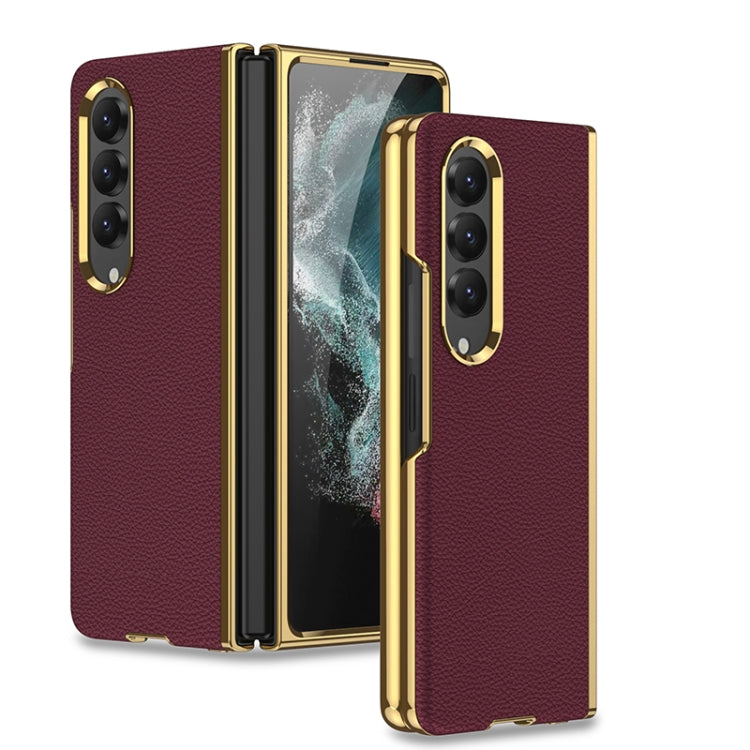 For Samsung Galaxy Z Fold4 GKK Electroplating Leather Surface Phone Case