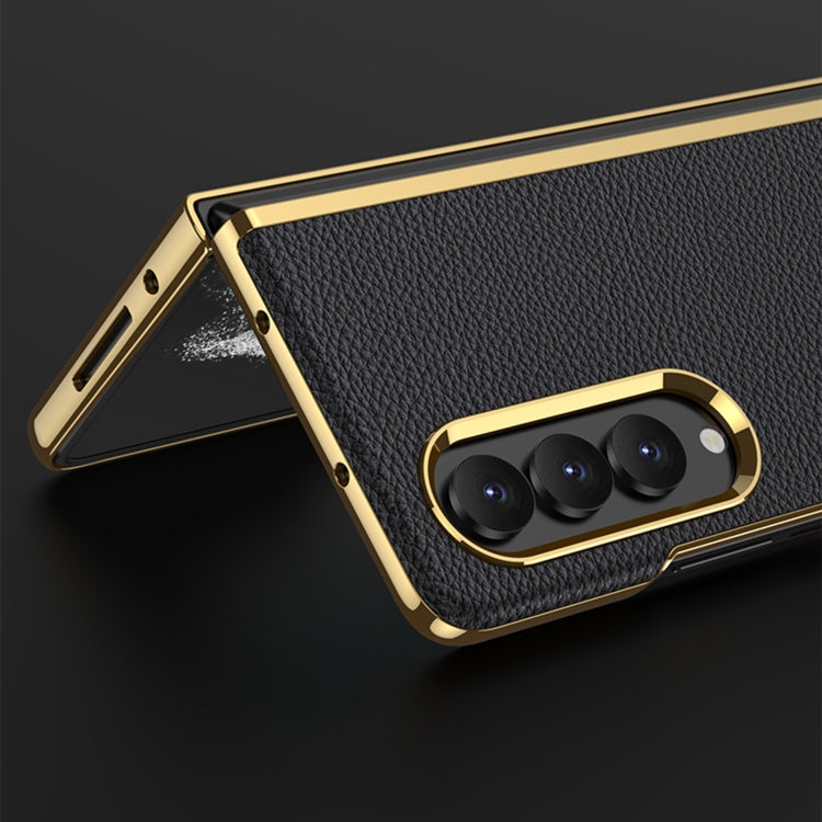 For Samsung Galaxy Z Fold4 GKK Electroplating Leather Surface Phone Case