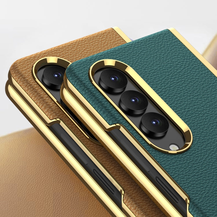 For Samsung Galaxy Z Fold4 GKK Electroplating Leather Surface Phone Case