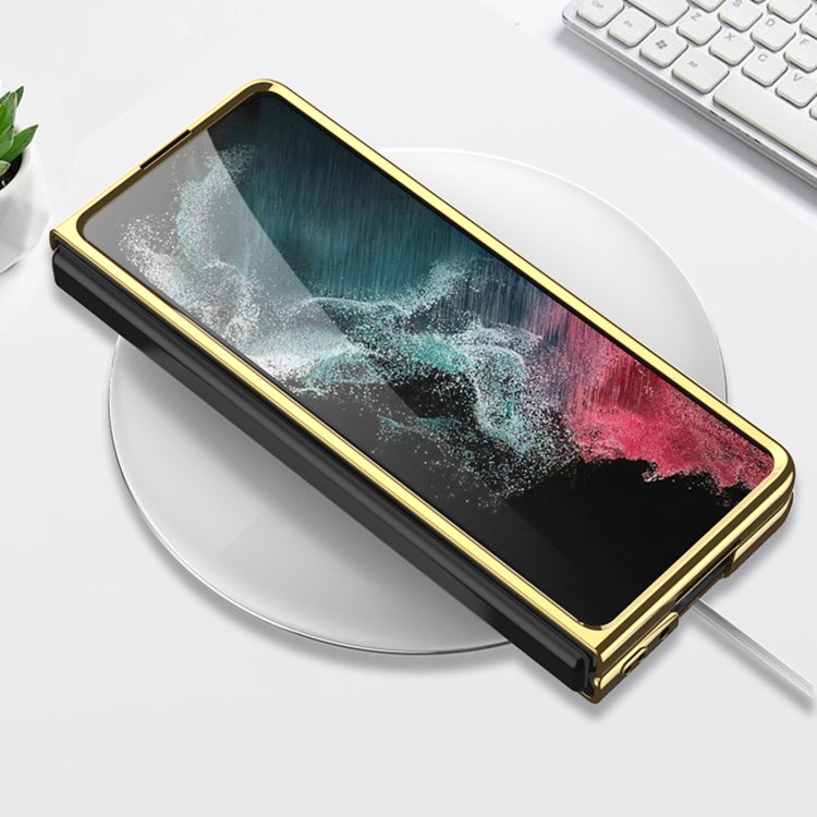 For Samsung Galaxy Z Fold4 GKK Electroplating Leather Surface Phone Case