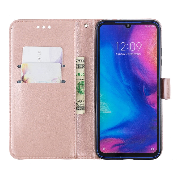 For  Xiaomi Redmi Note 7 Diamond Encrusted Butterflies Love Flowers Pattern Horizontal Flip Leather Case with Holder & Card Slots & Wallet & Lanyard