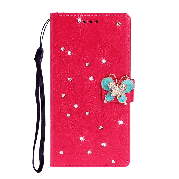 For Xiaomi Redmi Note 8 Pro Diamond Encrusted Butterflies Love Flowers Pattern Horizontal Flip Leather Case with Holder & Card Slots & Wallet & Lanyard