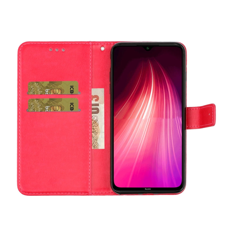 For Xiaomi Redmi Note 8 Pro Diamond Encrusted Butterflies Love Flowers Pattern Horizontal Flip Leather Case with Holder & Card Slots & Wallet & Lanyard