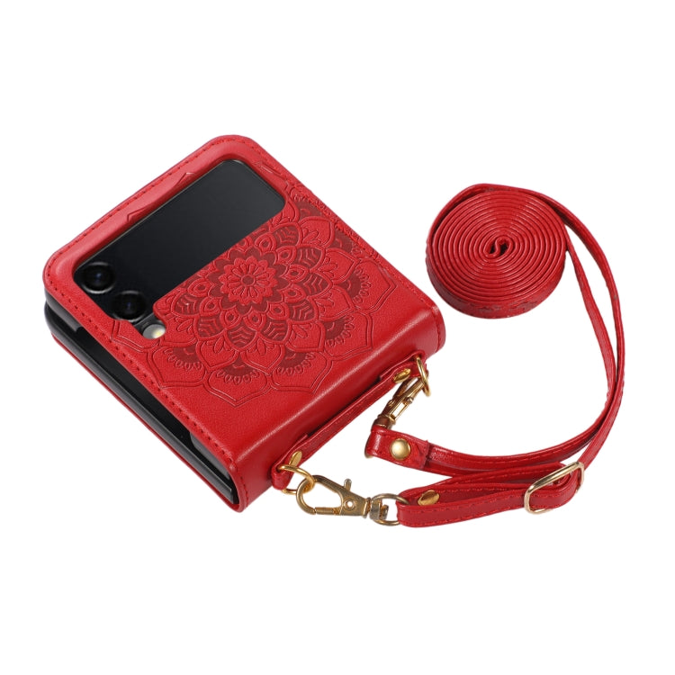 For Samsung Galaxy Z Flip3 5G Mandala Embossing Fold Leather Phone Case