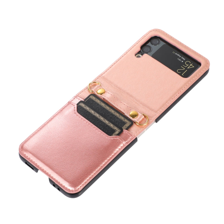 For Samsung Galaxy Z Flip4 Stitching Color Fold Leather Phone Case with Card Slot