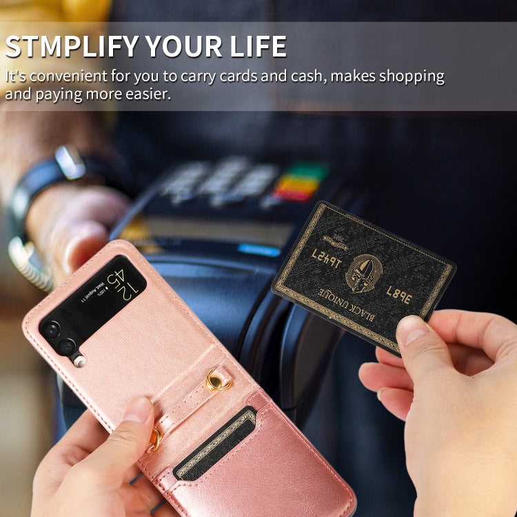 For Samsung Galaxy Z Flip4 Stitching Color Fold Leather Phone Case with Card Slot