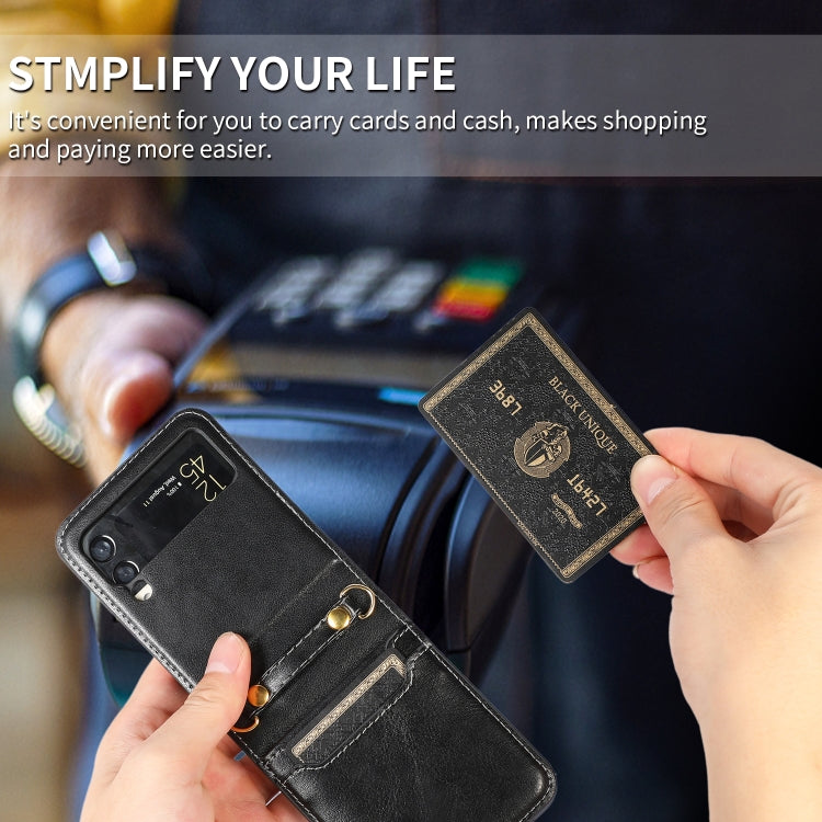 For Samsung Galaxy Z Flip4 Stitching Color Fold Leather Phone Case with Card Slot