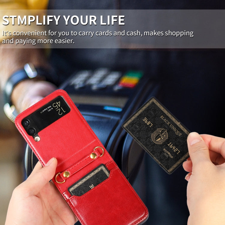 For Samsung Galaxy Z Flip4 Stitching Color Fold Leather Phone Case with Card Slot