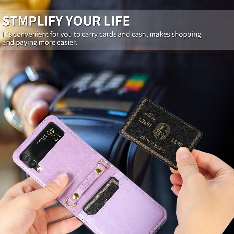 For Samsung Galaxy Z Flip3 5G Stitching Color Fold Leather Phone Case with Card Slot