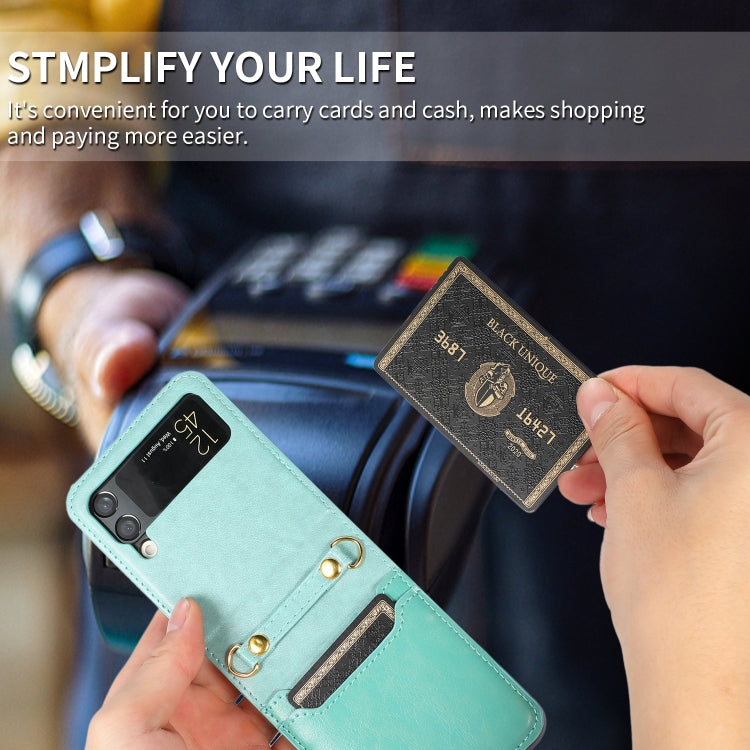 For Samsung Galaxy Z Flip3 5G Stitching Color Fold Leather Phone Case with Card Slot