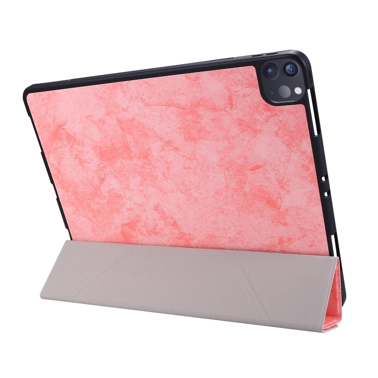 For iPad Pro 12.9 inch 2020 Marble Style Cloth Texture Horizontal Deformation Flip Leather Tablet Case with Holder & Pen Slot