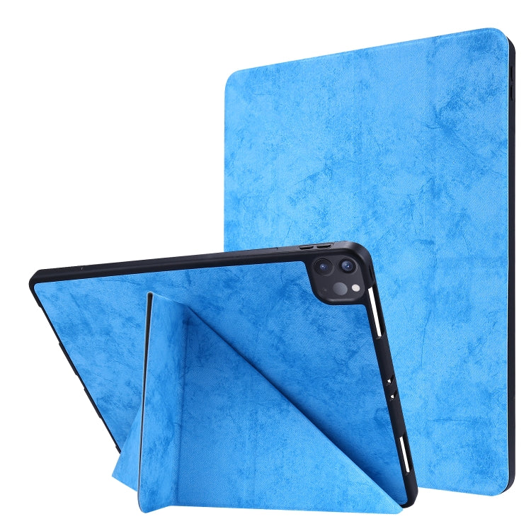 For iPad Pro 12.9 inch 2020 Marble Style Cloth Texture Horizontal Deformation Flip Leather Tablet Case with Holder & Pen Slot