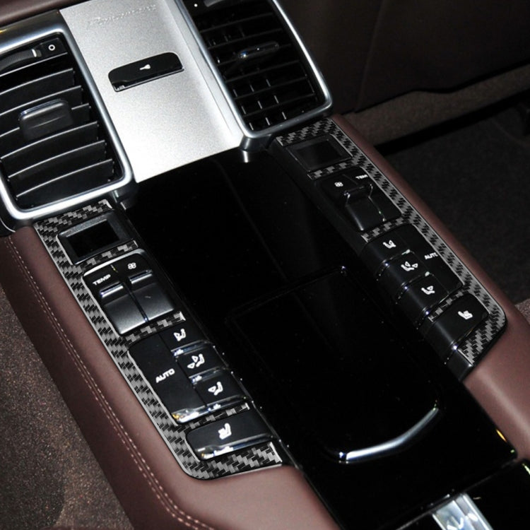 Car Carbon Fiber Rear Row Button Frame Decorative Sticker for Porsche Panamera 2010-2016, Left and Right Drive