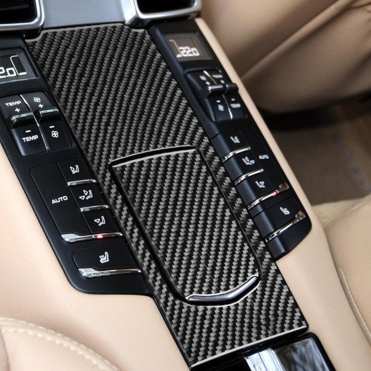 Car Carbon Fiber Rear Seat Multimedia Panel Decorative Sticker for Porsche Panamera 2010-2016, Left and Right Drive