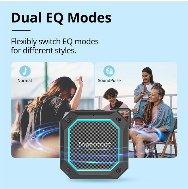 Tronsmart Groove 2 Portable Speaker Bluetooth 5.3 10W Mini IPX7 Seapker with True Wireless Stereo / LED Light(Black)