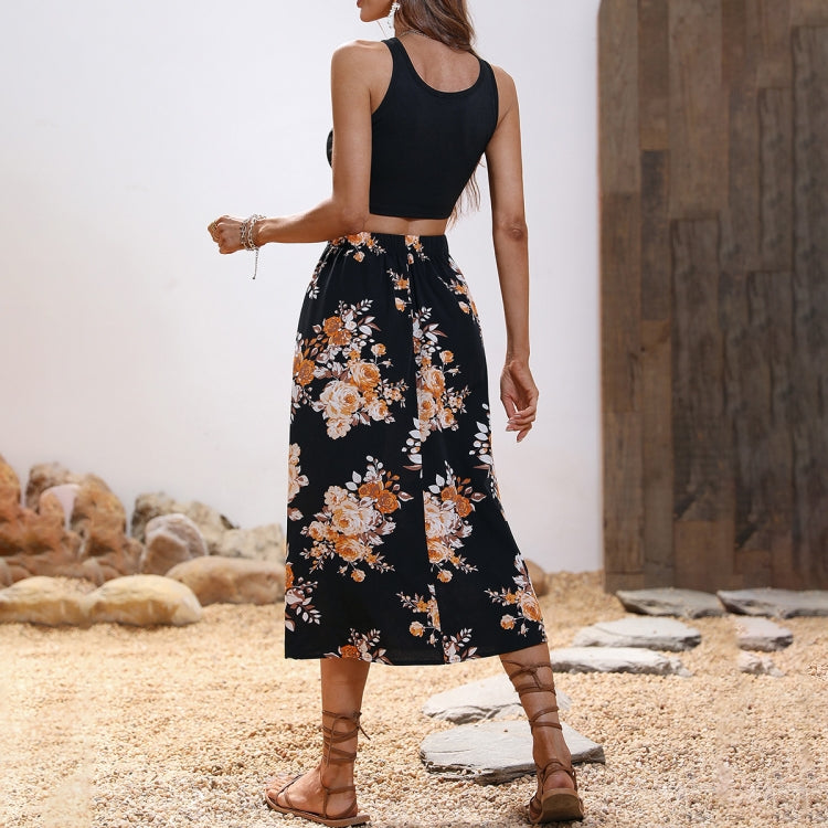 Flower Print Dress Two Piece Set, Size: