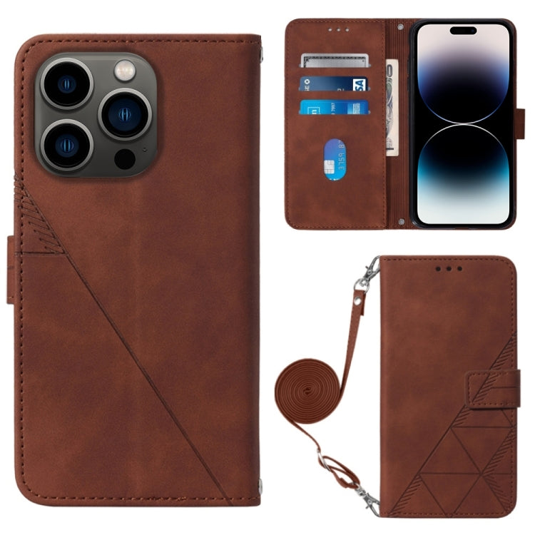 For iPhone 14 Pro Crossbody 3D Embossed Flip Leather Phone Case