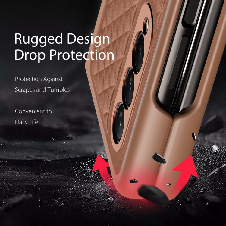 For Samsung Galaxy Z Fold3 5G DUX DUCIS Venice Series Shockproof Genuine Leather Phone Case