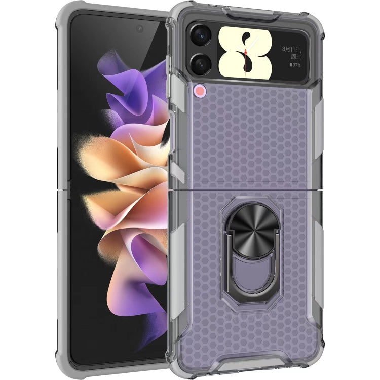 For Samsung Galaxy Z Flip4 Honeycomb PC + TPU Shockproof Phone Case with Ring Holder