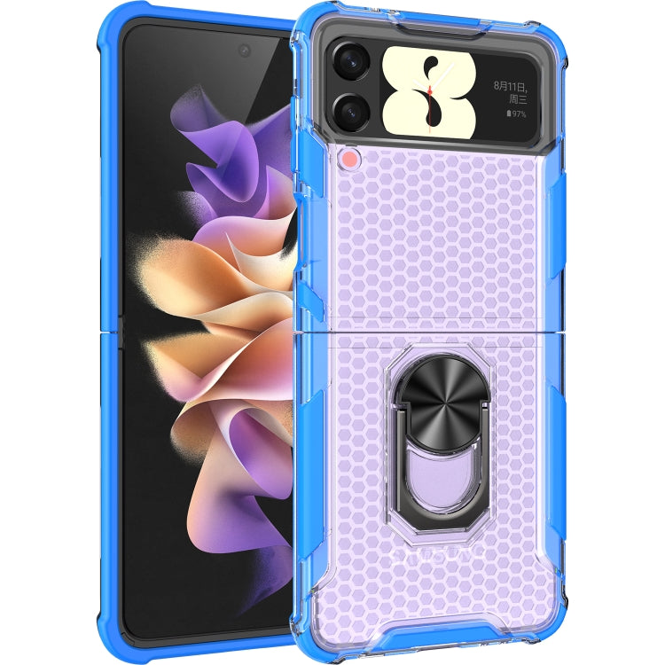 For Samsung Galaxy Z Flip4 Honeycomb PC + TPU Shockproof Phone Case with Ring Holder