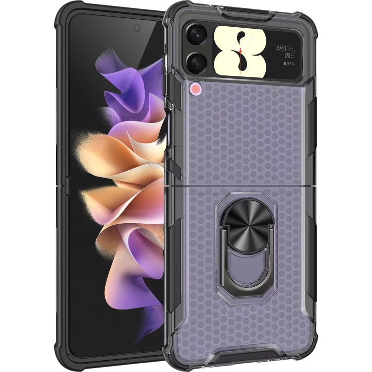 For Samsung Galaxy Z Flip4 Honeycomb PC + TPU Shockproof Phone Case with Ring Holder