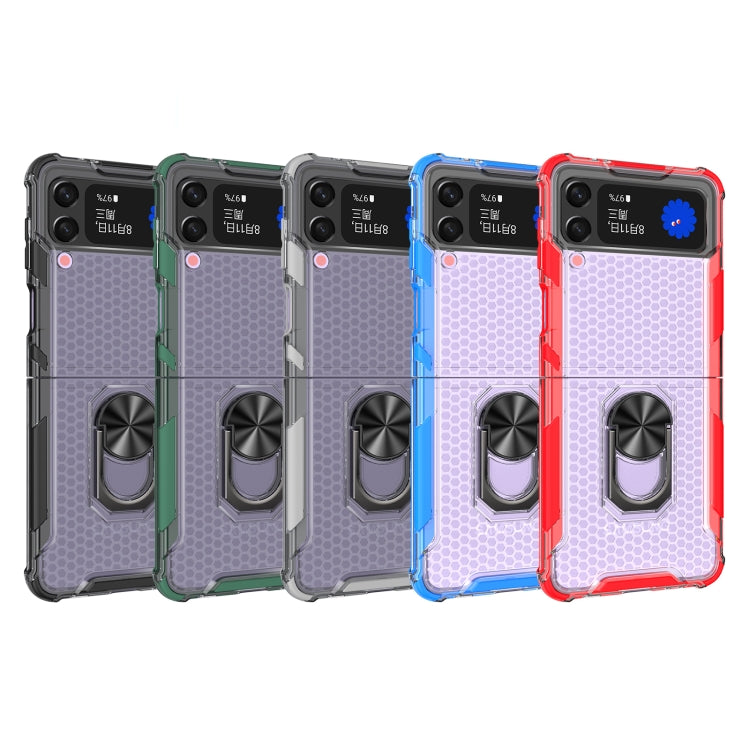 For Samsung Galaxy Z Flip4 Honeycomb PC + TPU Shockproof Phone Case with Ring Holder