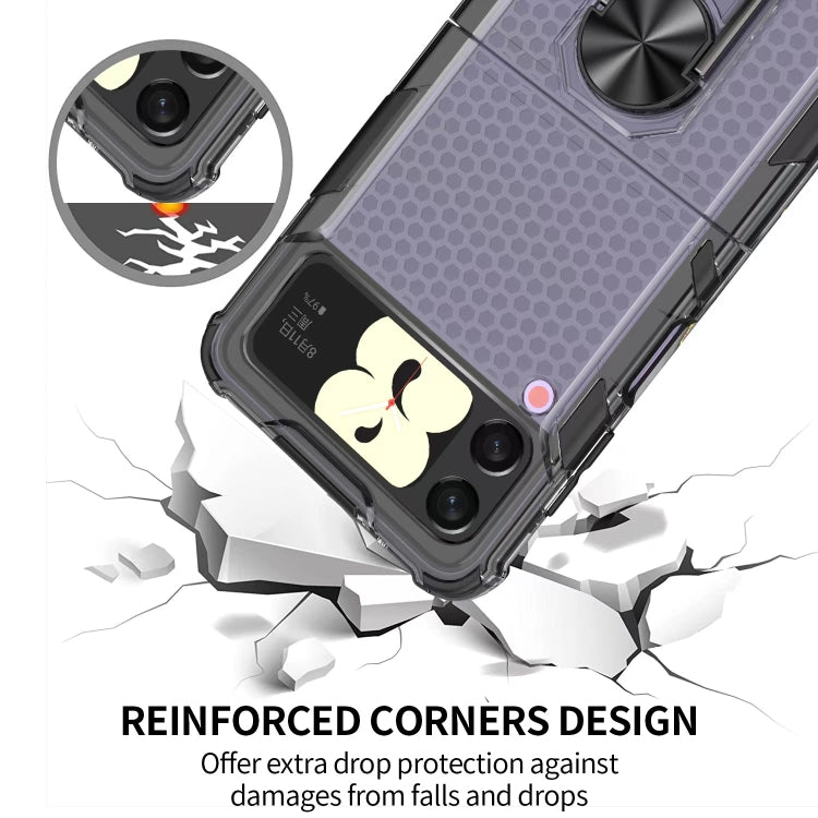 For Samsung Galaxy Z Flip4 Honeycomb PC + TPU Shockproof Phone Case with Ring Holder