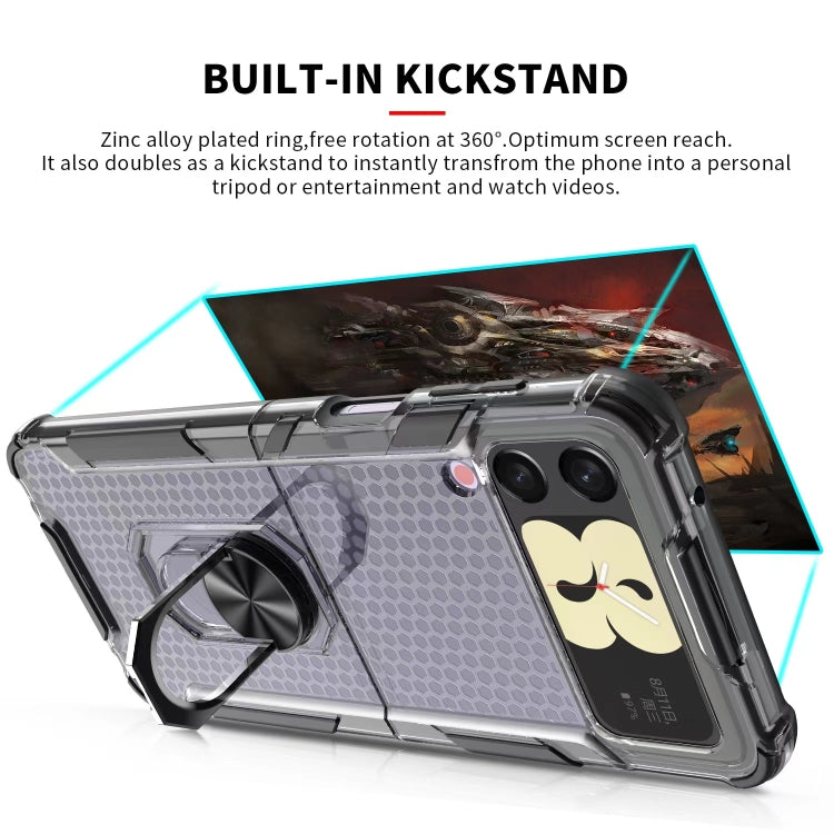For Samsung Galaxy Z Flip4 Honeycomb PC + TPU Shockproof Phone Case with Ring Holder