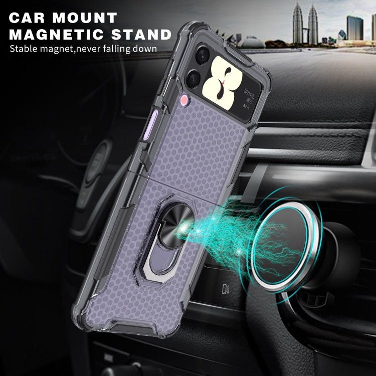 For Samsung Galaxy Z Flip4 Honeycomb PC + TPU Shockproof Phone Case with Ring Holder
