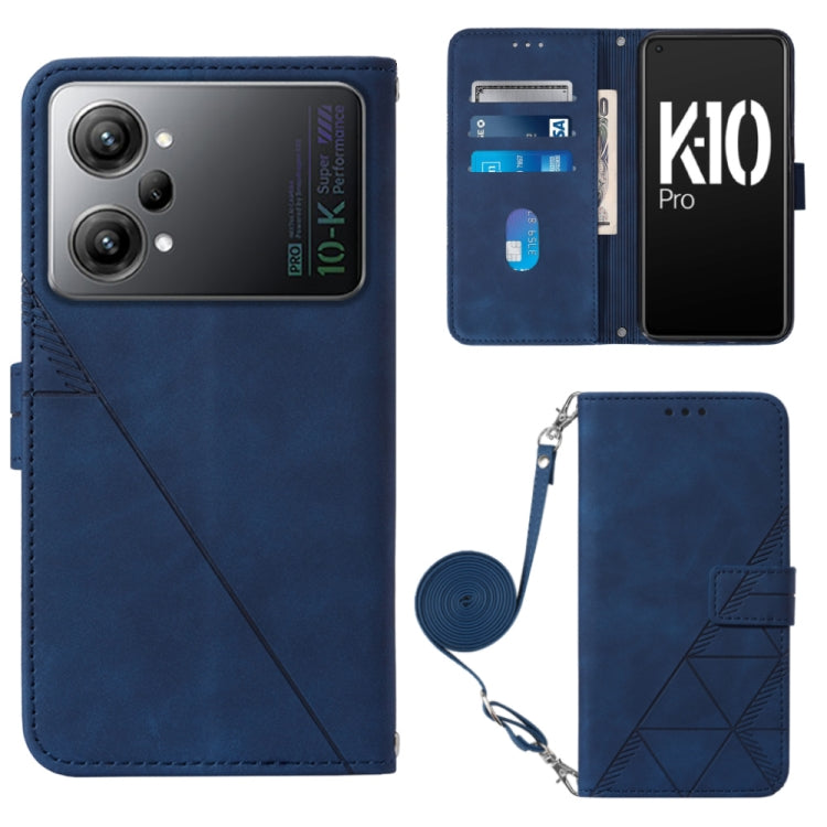 For OPPO K10 Pro 5G Crossbody 3D Embossed Flip Leather Phone Case