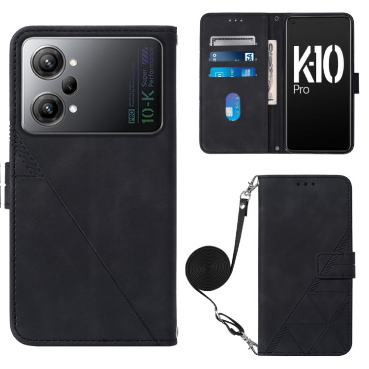 For OPPO K10 Pro 5G Crossbody 3D Embossed Flip Leather Phone Case
