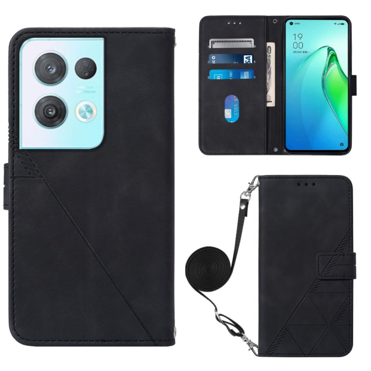 For OPPO Reno8 Pro Crossbody 3D Embossed Flip Leather Phone Case