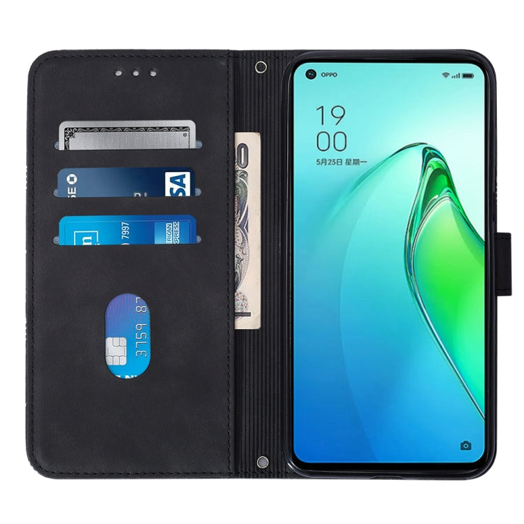 For OPPO Reno8 Pro Crossbody 3D Embossed Flip Leather Phone Case