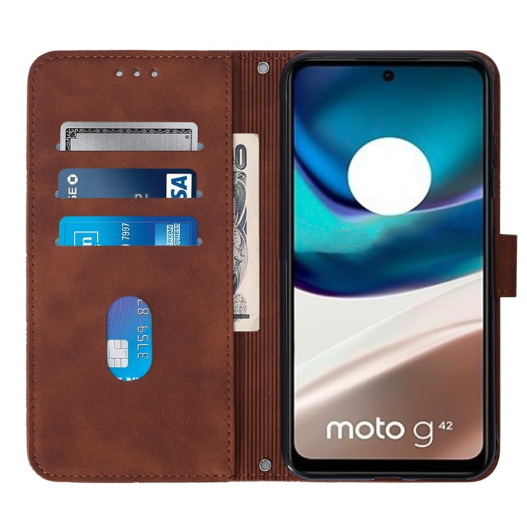 For Motorola Moto G42 Crossbody 3D Embossed Flip Leather Phone Case