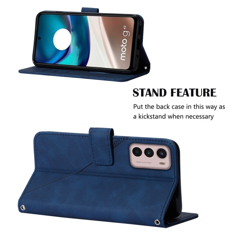 For Motorola Moto G42 Crossbody 3D Embossed Flip Leather Phone Case